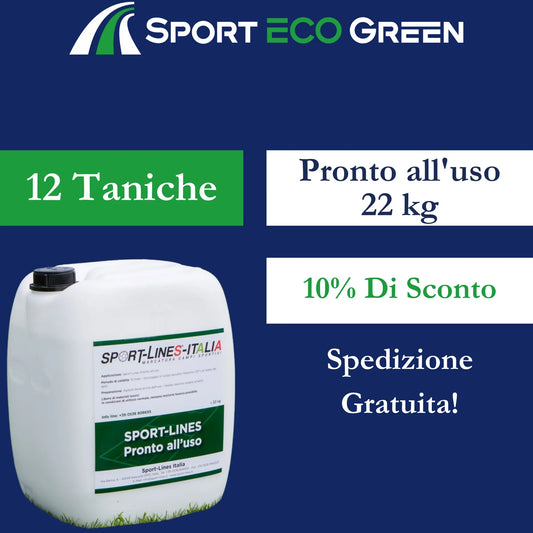 12 Taniche Vernice PRONTO ALL'USO per Campi Sportivi - Sport ECO Green